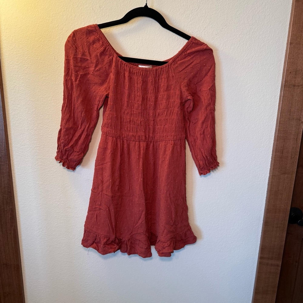 Wild daisy girl long sleeve dress size‎ 10 burnt orange color